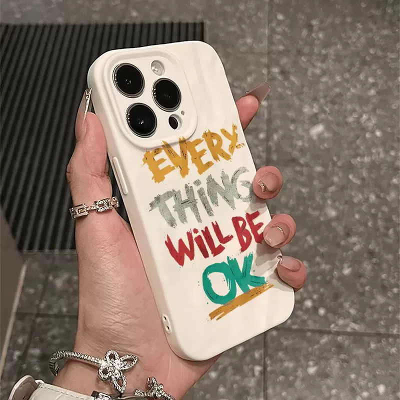 Все будет хорошо Подходит для Apple iPhone16pro 16 Инspirational текст Apple 15 14 Гофре 12 силикон