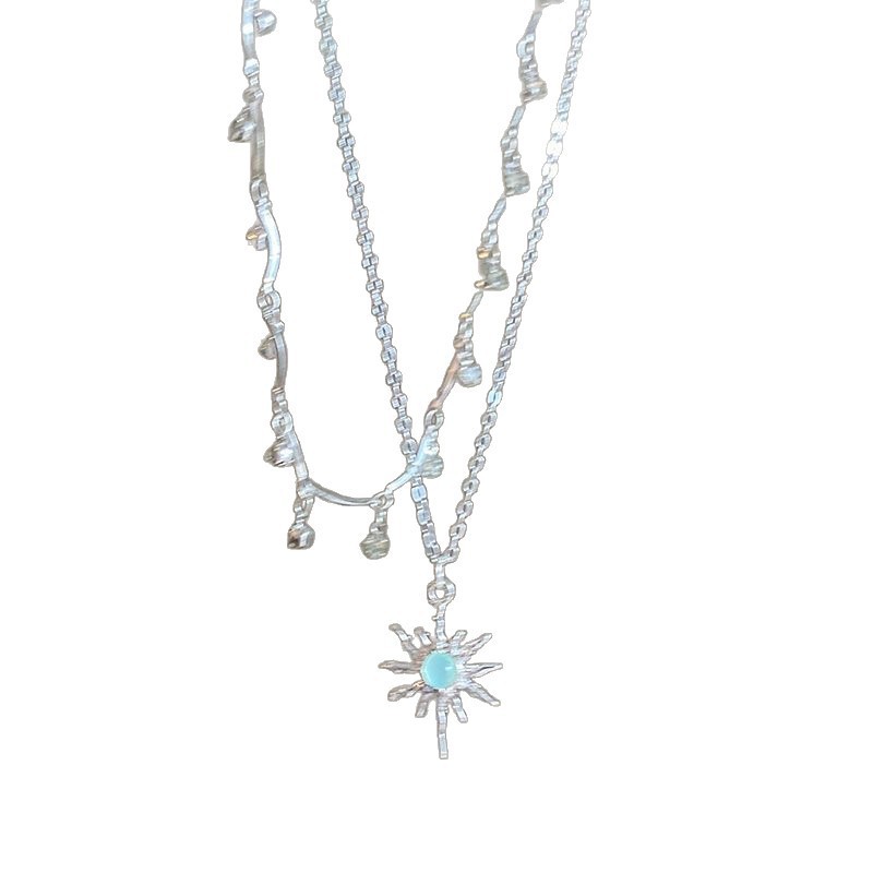 Double Layer Starburst Necklace For Women High-end Niche Design_voghion.com
