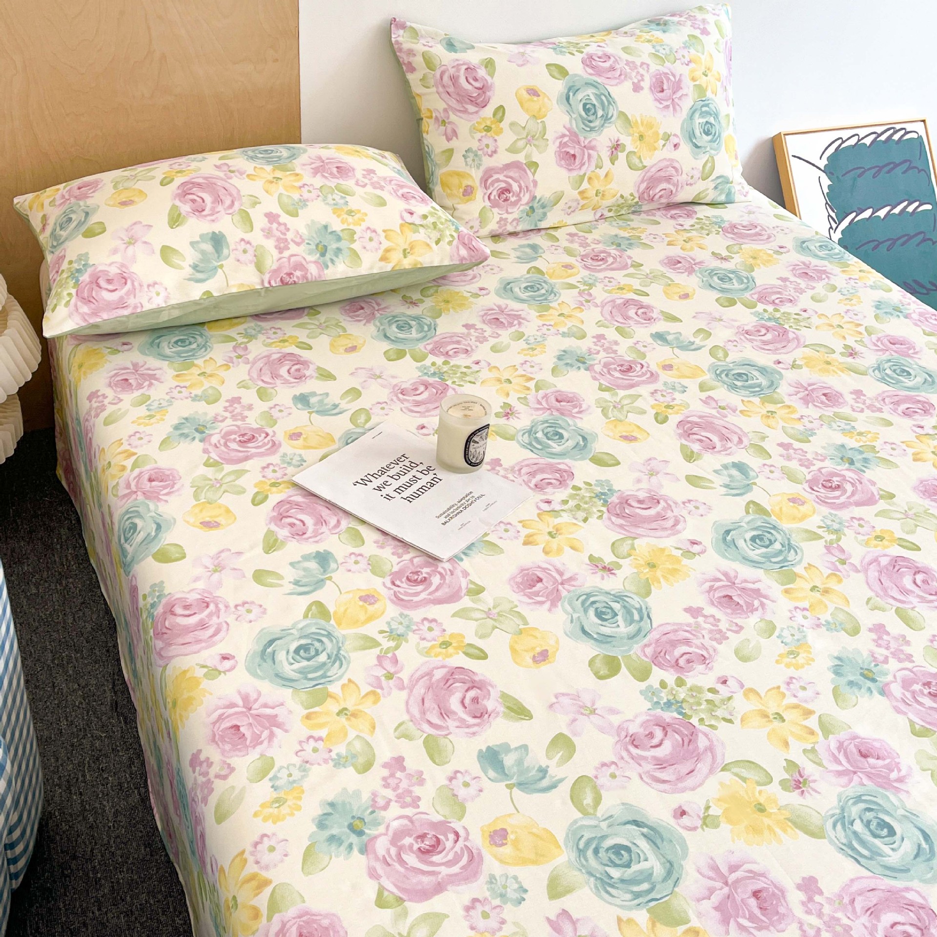 2025 nuevo estilo sábana de algodón puro pieza individual 100 algodón verano dormitorio niños sábana individual funda de almohada doble traje de tres piezas 3