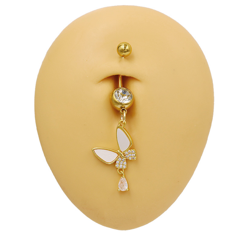 Piercing de nombril lune et papillon avec strass en forme cœur_voghion.com