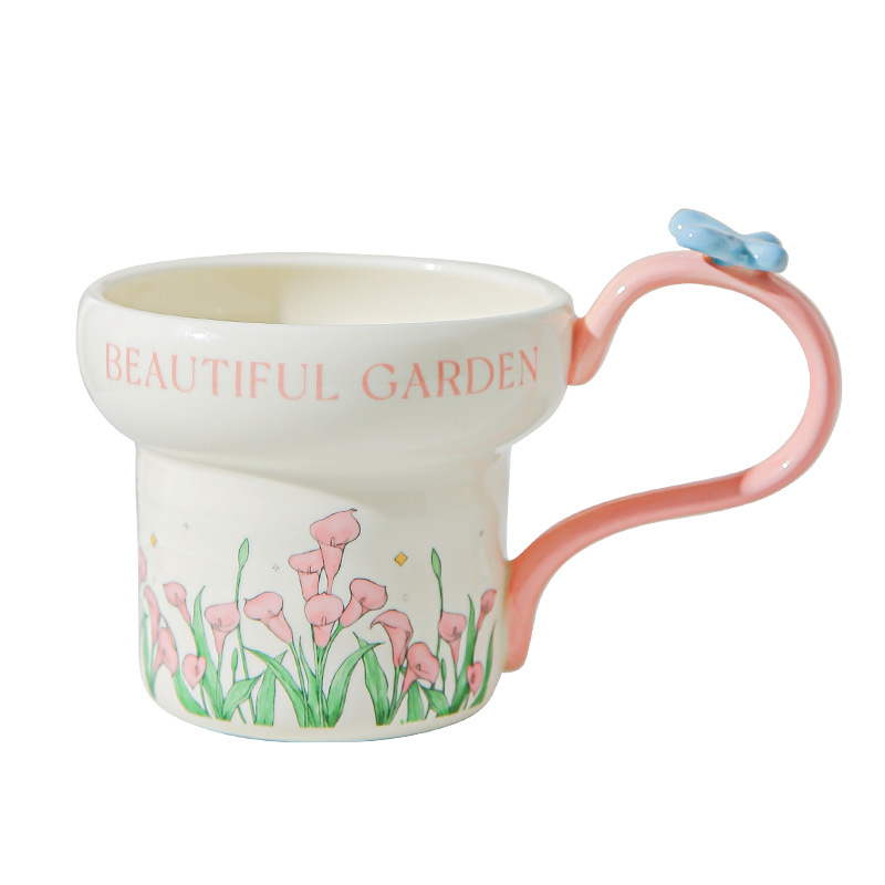 Taza de cerámica floral clásica taza de agua casera taza de desayuno taza de café de chicas taza de menú de la tarde regalo