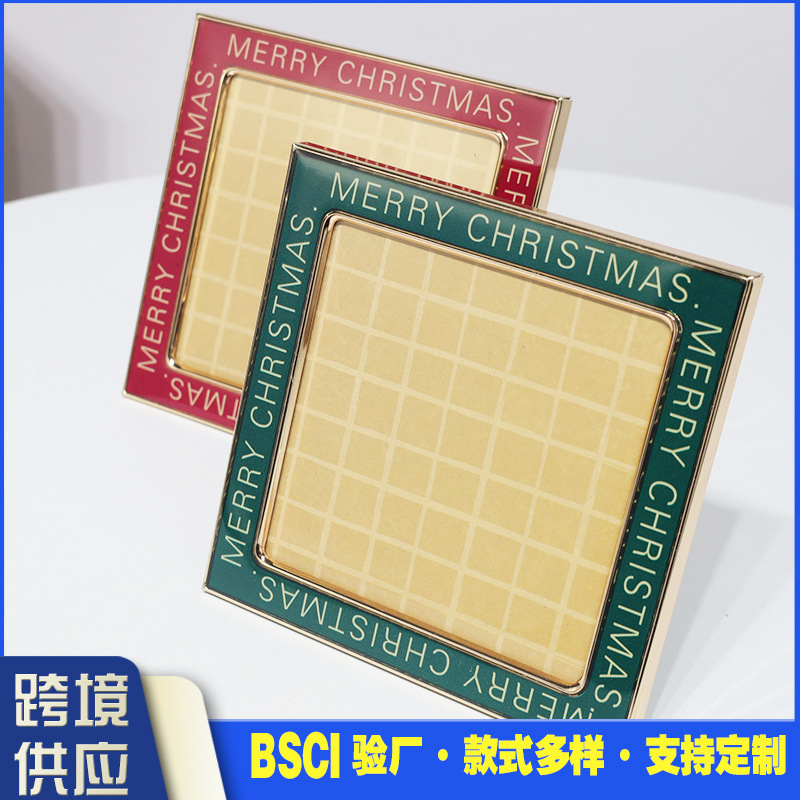 Factory Direct Foreign Trade Square Photo Frame Desktop Decoration Creative Christmas Gift Metal Dropping Glue Photo Frame Table