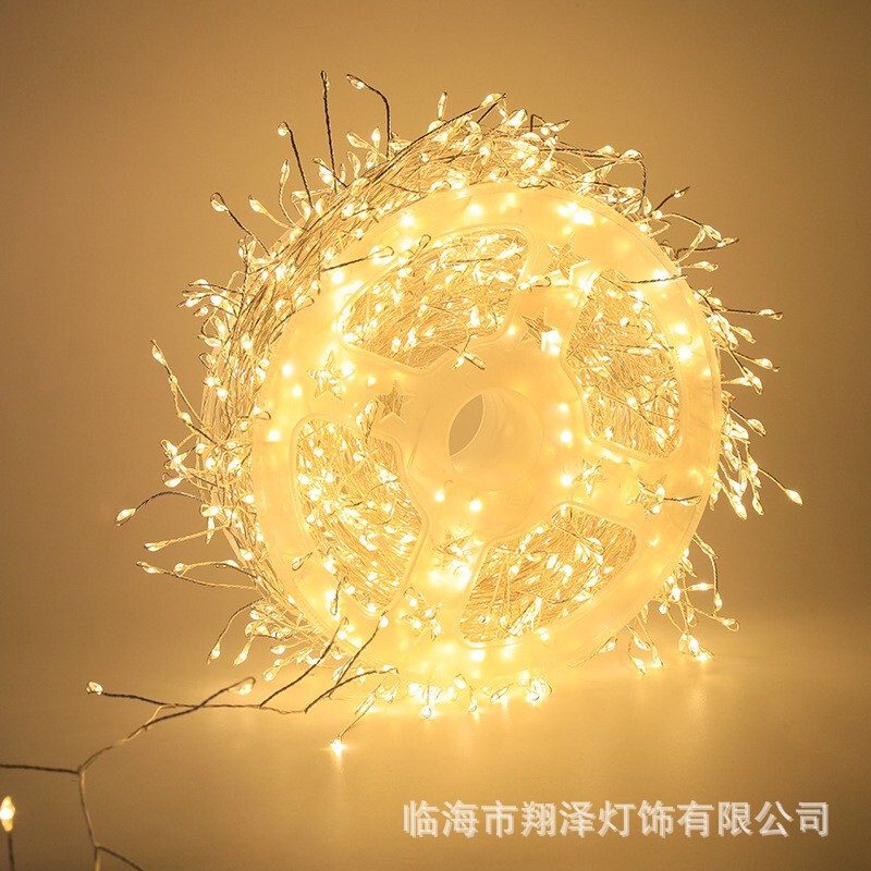 Cross-border LED firecracker lights, Christmas tree decorative string lights, copper wire lights, remote-controlled holiday scene setup, ambiance small decorative lights