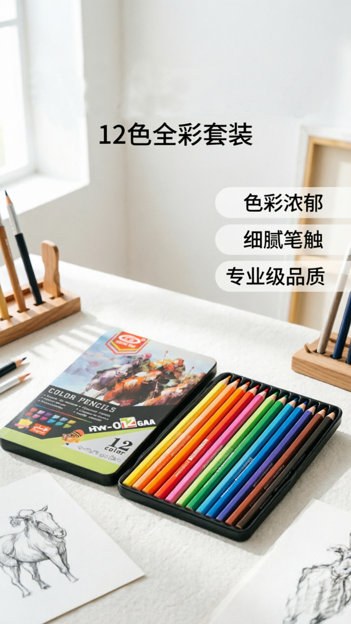72-Color Oil Pastels Art Student Professional Drawing Set with Colored Pencils in Iron Box