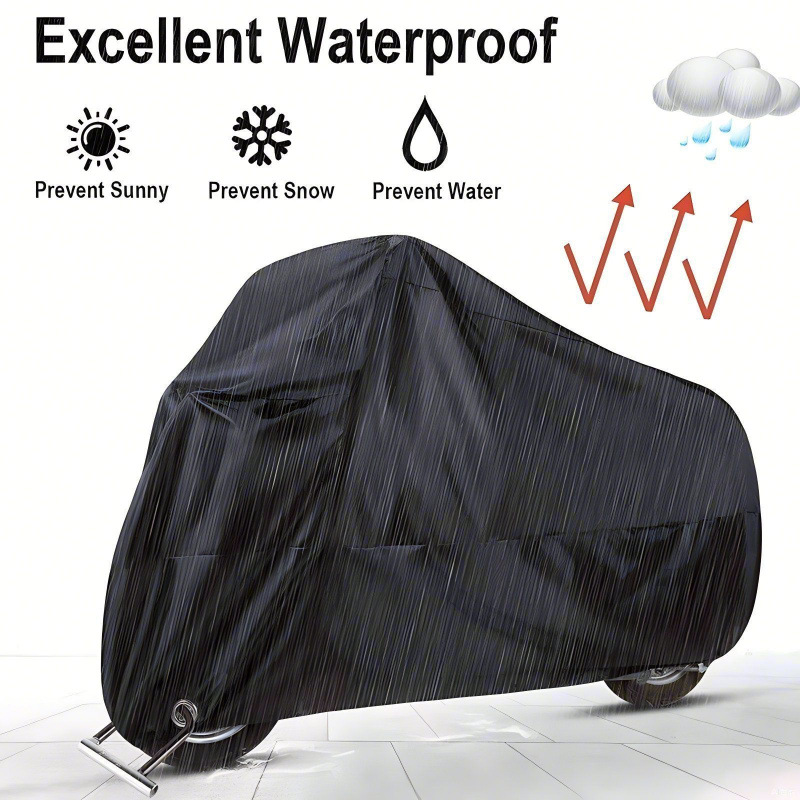 Motuoche Motorcycle Cover Black 190T Polyester Waterproof (Car clothing) - black-s
