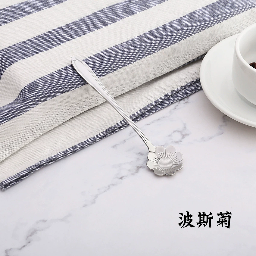Смесительная ложка (Bicheng) флоральная нержавеющая сталь, короткая ручка, подарок на день рождения