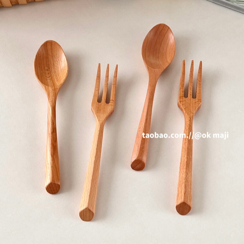 OK maji japanese beech tableware fork spoon suit natural solid wood rice spoon yogurt spoon fruit pasta fork OK maji japanese beech tableware fork spoon suit natural solid wood rice spoon yogurt spoon fruit pasta fork