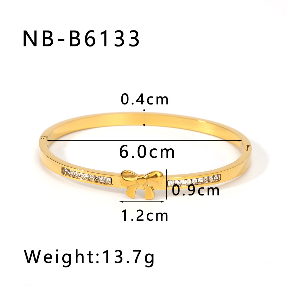Heart Shape, Bow Knot Pattern Elegant Classic Style Streetwear Heart Shape Bow Knot 304 Stainless Steel Bangle In Bulk