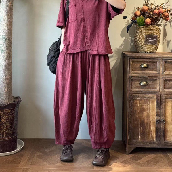 Spring knitted fashionable retro trousers for leisure