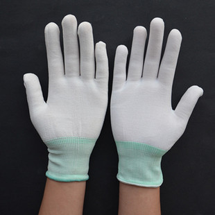 13-pin nylon gloves thread gloves dust-free work gloves elastic breathable white labor protection gloves medium size
