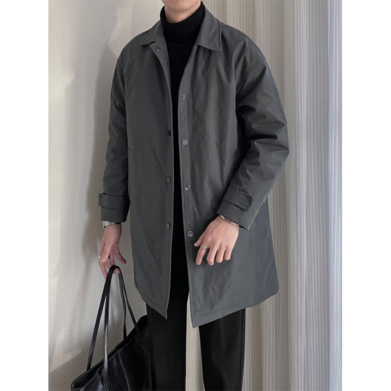 Fashionable solid color demi-season trench coat for leisure