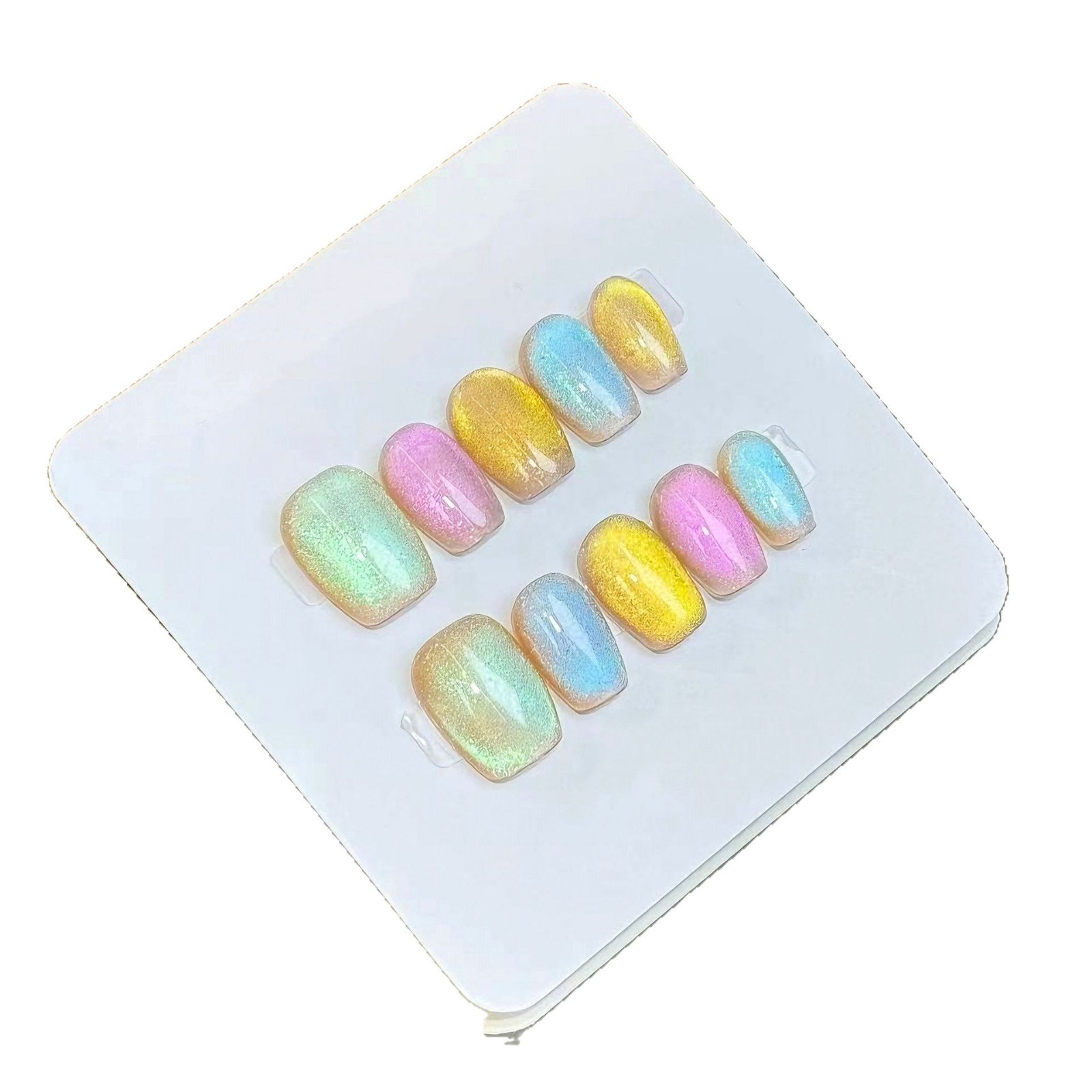 [Perlas] El ojo de gato está hecho a mano, el temperamento de la uña es suave y blanco, y el parche de manicura de fototerapia con diamantes está terminado.