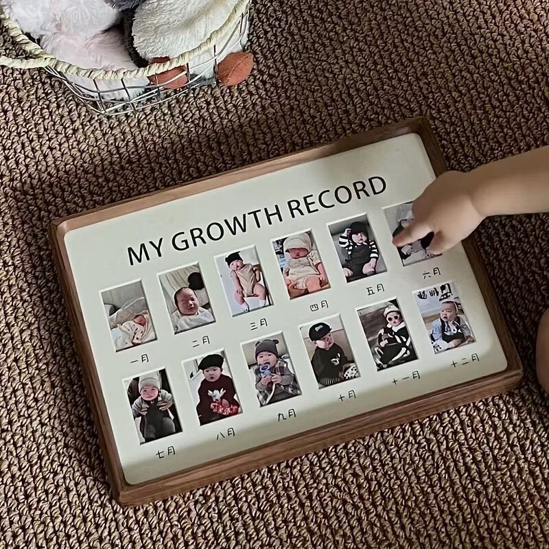 Baby Commemorative DIY Photo Frame Solid Wood Table Kidsren's Growth 12-Month Birthday Arrangement Record Baby Photos Baby Commemorative DIY Photo Frame Solid Wood Table Kidsren's Growth 12-Month Birthday Arrangement Record Baby Photos
