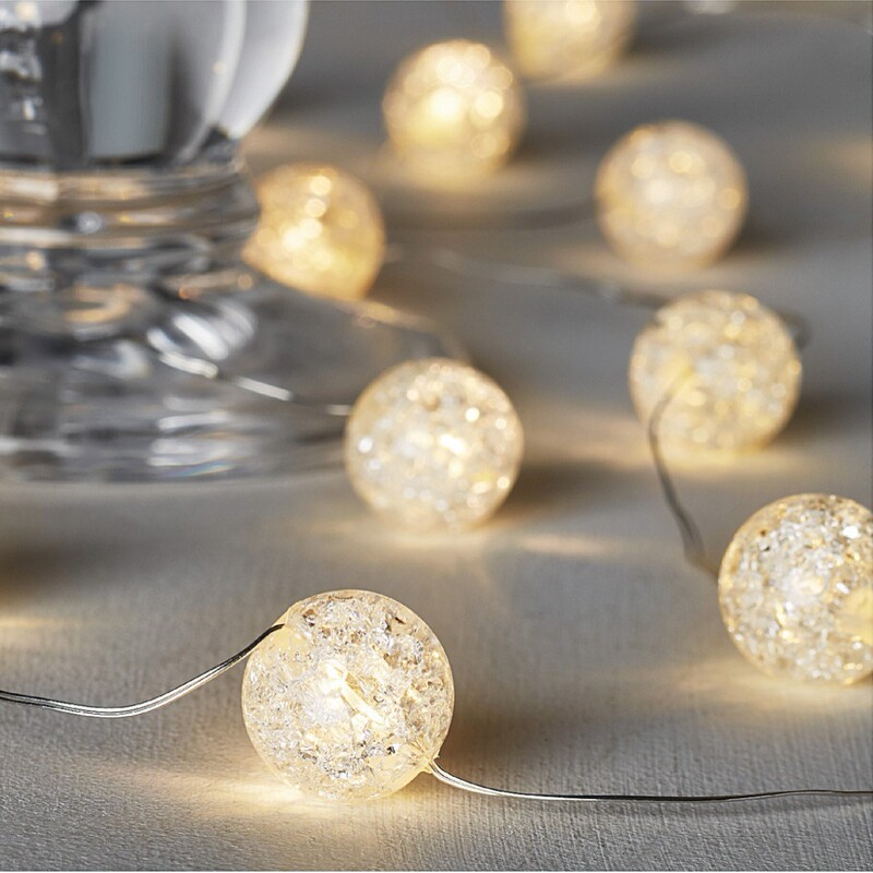 Wedding room decoration transparent crack small round ball copper wire lamp warm white light string LED Christmas fairy lamp wholesale