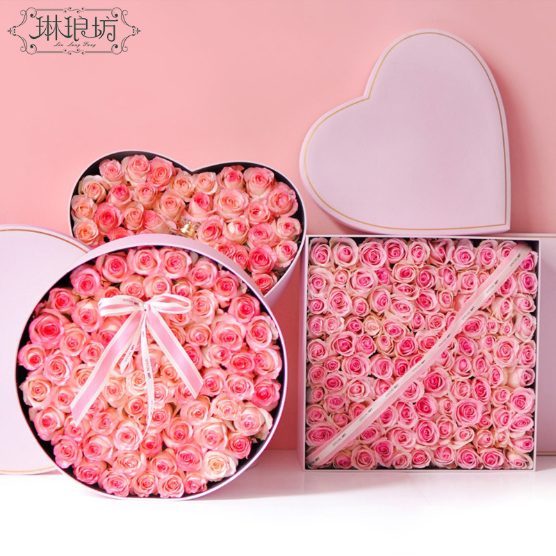 99 rosas caja de flores regalo embalaje de regalo caja de regalo de seda gran floristería material floral arreglo floral