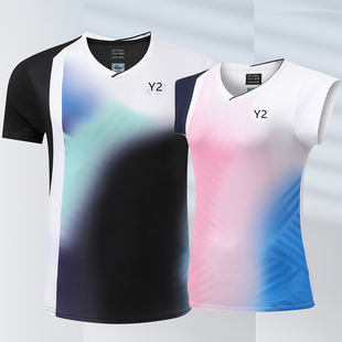 New Badminton Uniforms for Men and Women, Quick-Drying Short-Sleeved Volleyball Uniforms, Kidsren's Tennis Training Uniforms, Small Flying Sleeve Tops, Summer 3197