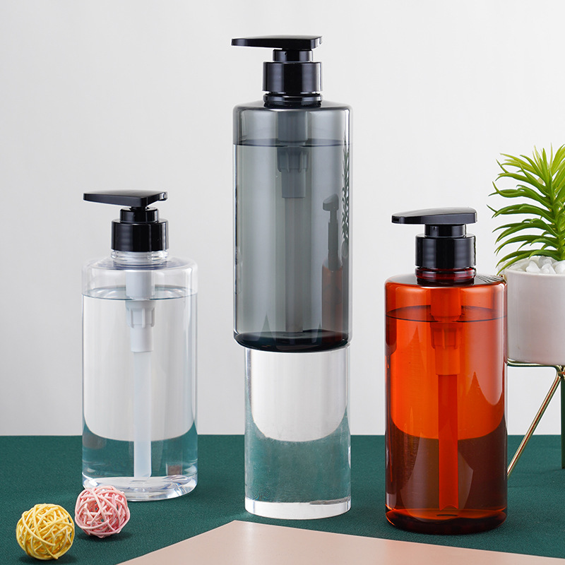 现货300ml按压瓶pet塑料高档洗护分装瓶500ml高端酒店洗发水瓶子