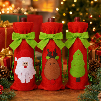 Decoraciones de Navidad transfronterizas cubierta de botellas de vino arco creativo correa de vinos set de mesa decoración de restaurantes accesorios de vino