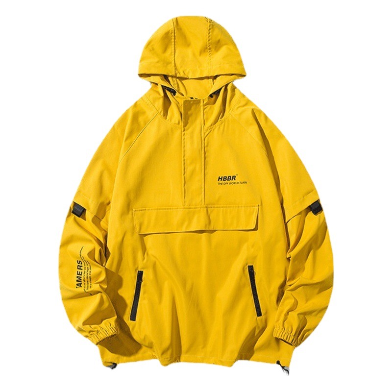 Original suéter media cremallera chaqueta delgada chaqueta con capucha de moda para hombres primavera y otoño chaqueta a juego para hombres de la calle fritos