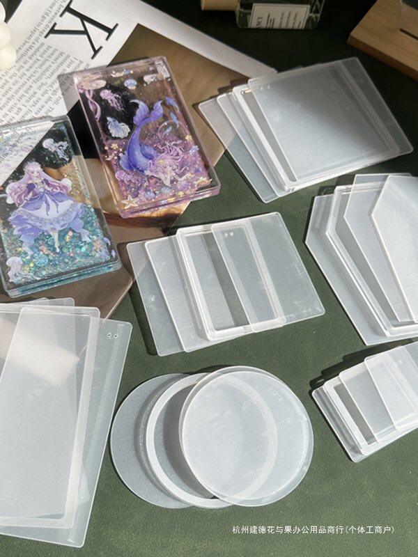 Handmade DIY Flow Linen Class a Acrylic Board Quicksand Stand-Up Mahjong Cover Board Material Package Flow Linen Card Homemade Accessories