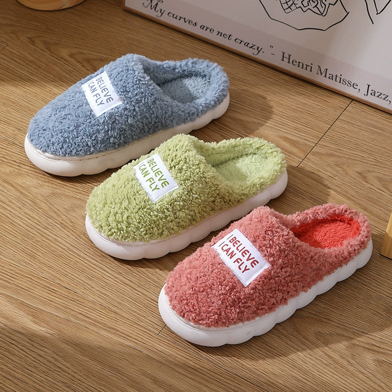 Северные ветры толстая подошва зимние новые плюшевые шерстяные хлопчатобумажные тапочки женские осенние туфли внутренние противоскользящие домашние хлопковые шлепанцы