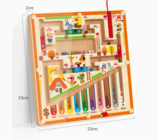 Cpc rompecabezas para niños bolígrafo magnético laberinto digital educación temprana clasificación de color de madera tablero de conteo juguetes de 1 a 3 años