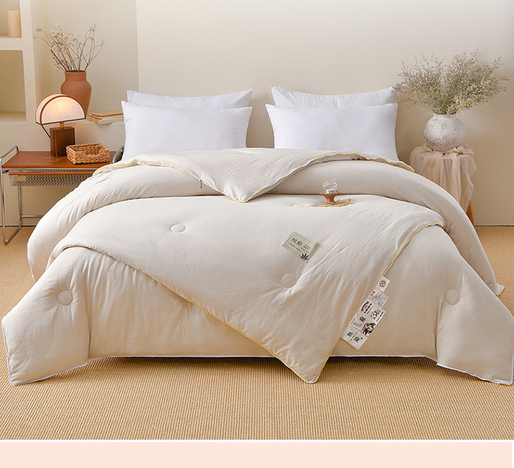 Class A Cotton Linen Soy Fiber Mother-Child Duvet Antibacterial Undyed Winter Quilt Zippered Combination 2-in-1 Linen Mother-Child All-Season Quilt