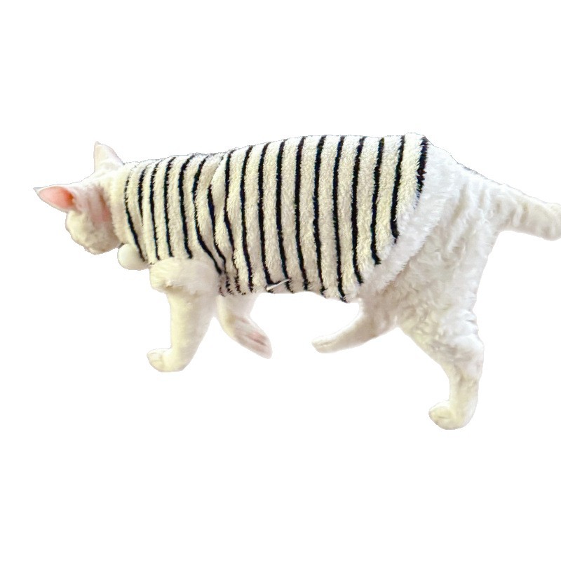 Otoño y invierno grueso chaleco de rayas caliente esfinge gato sin pelo germán gatito pequeño gato pequeño abrigo de peluche perro