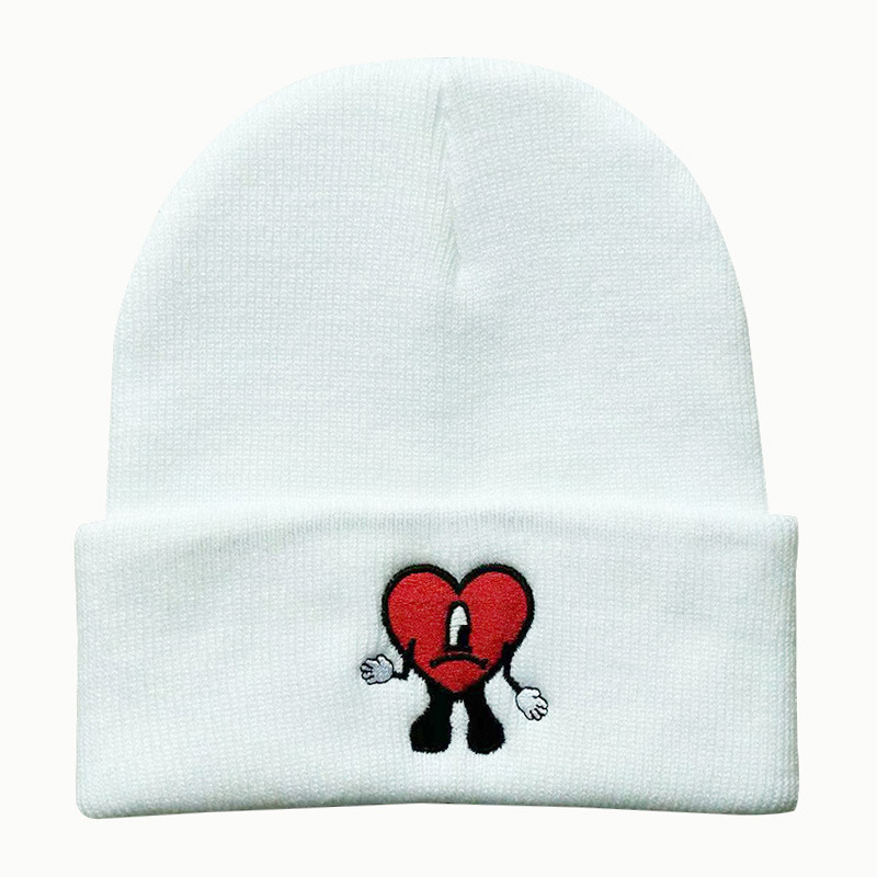 Pop automne et hiver chanteur mauvais lapin brodé chapeau tricoté pull chaud laine chapeau froid pour hommes et femmes_voghion.com