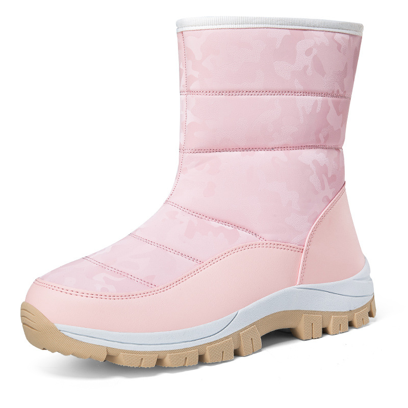Botas de nieve al aire libre para mujeres más zapatos de algodón grueso de velcro de invierno 2024 nuevo tipo con cremallera de suela gruesa calentadora de algodón