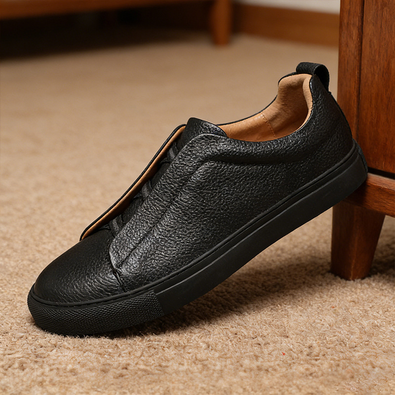 First-Layer Cowhide Sneakers for Men, High-End Casual Shoes, Men's Slip-On Shoes, Versatile Trendy Shoes, Genuine Leather First-Layer Cowhide Sneakers for Men, High-End Casual Shoes, Men's Slip-On Shoes, Versatile Trendy Shoes, Genuine Leather