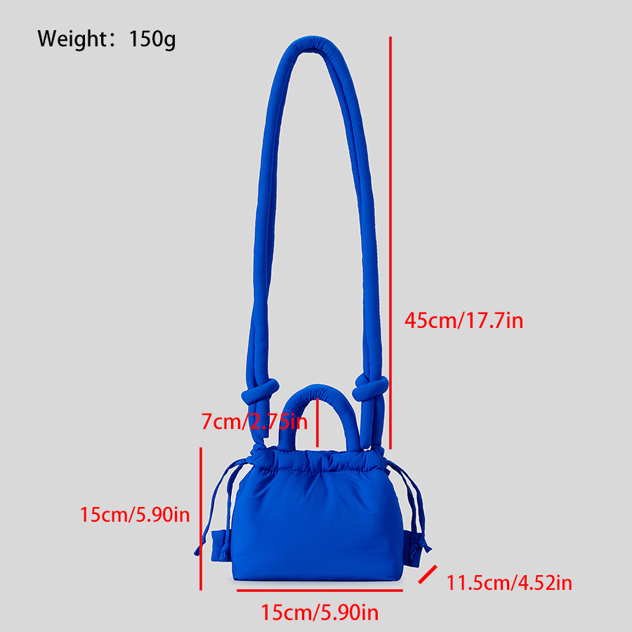 Personalisierte modische Umhängetasche, Nischendesign, neue, mit Baumwolle gefüllte Nylon-Umhängetasche für Damen, weiche und leichte, plissierte Seil-Kleinhandtasche_voghion.com