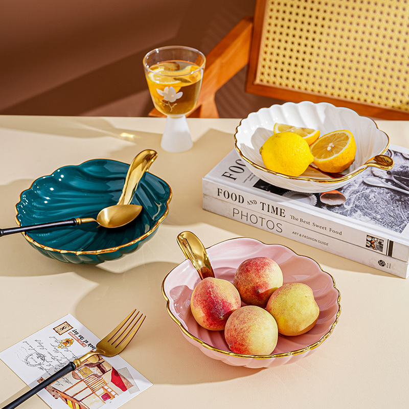 Nordic ins plato de fruta de cerámica sala de estar hogar simple moderno tazón de postre de alto aspecto postre caramelo plato de aperitivos