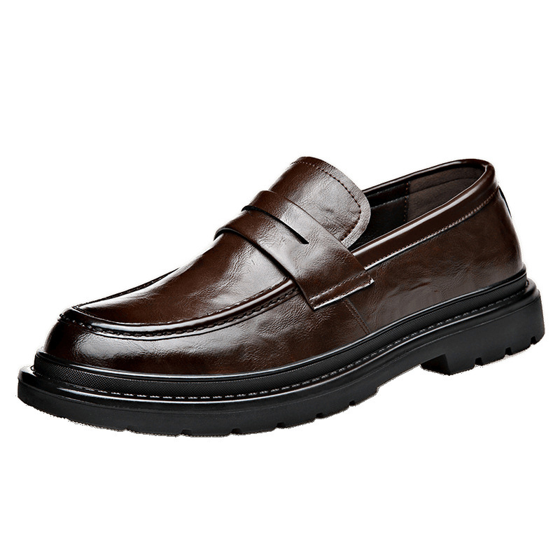 Zapatos de cuero casuales negros para hombres nuevos transpirables ropa formal para hombres de negocios con un pie, zapatos Lefu, zapatos perezosos