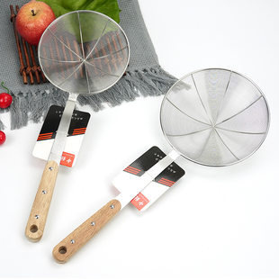 Thickened line leakage fried dumpling noodles fishing spoon commercial household kitchen utensils 201 stainless steel wooden handle colander millet leakage