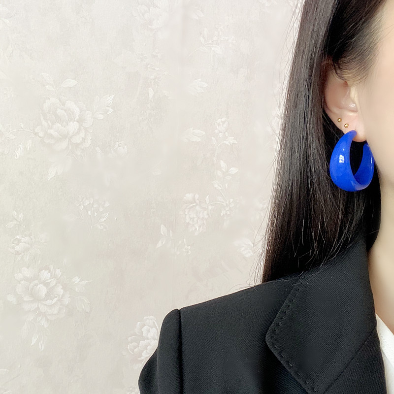 Retro C Shape Solid Color Metal Womenu0027S Ear Studs 1 Pair