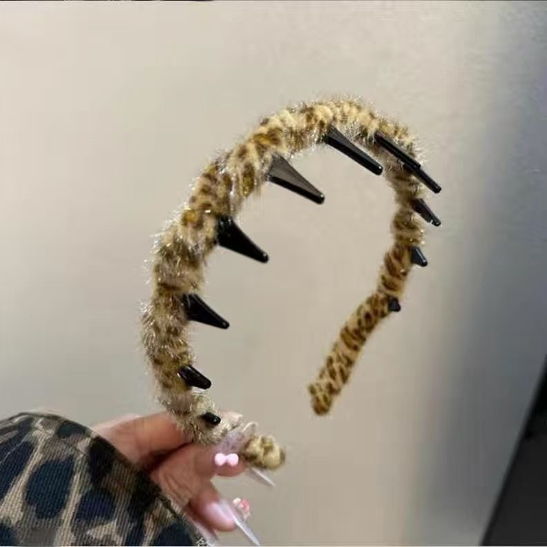 2#Light brown leopard print headband