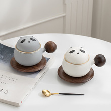 熊猫泡茶杯陶瓷茶水分离马克杯办公室可爱创意咖啡杯企业礼品茶具