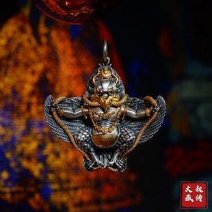 925 Sterling Silver Pendant Cultural Play Accessories Dapeng Goldwinged Bird Xizang Men's and Women's Ancient Beads Tianzhu Jewelry Necklace Tantric