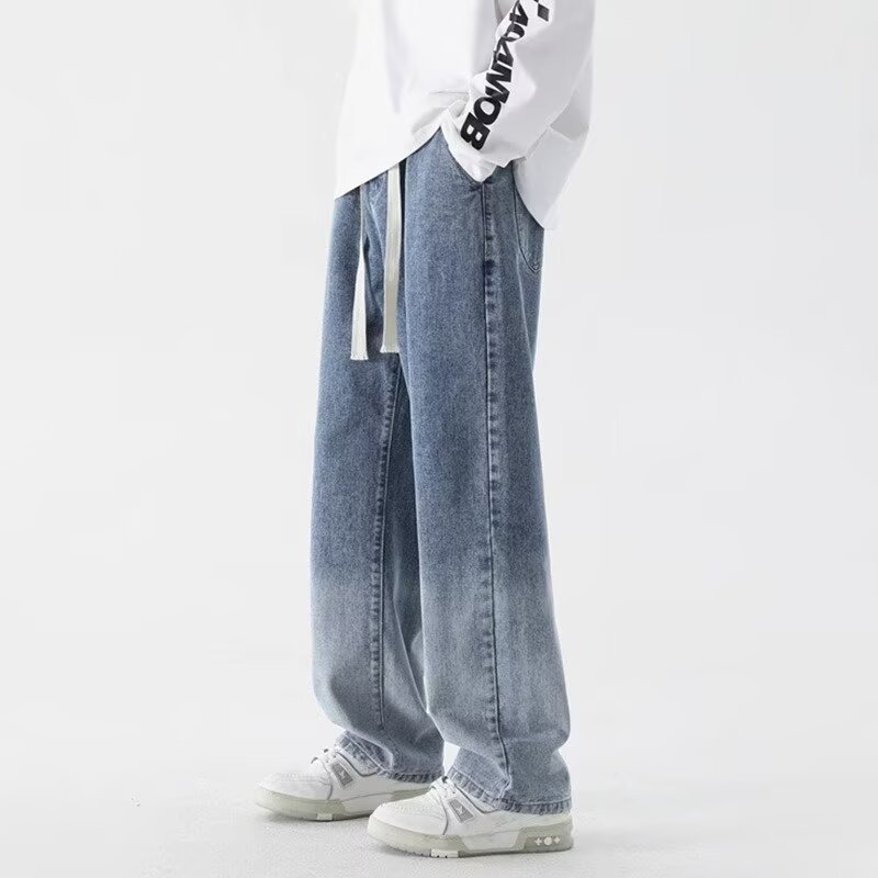 Estilo de Hong Kong hombres de moda verano nuevo estilo 2024 personalidad alfabeto jeans hip-hop ins marea calle alta tendencia pantalones guapos
