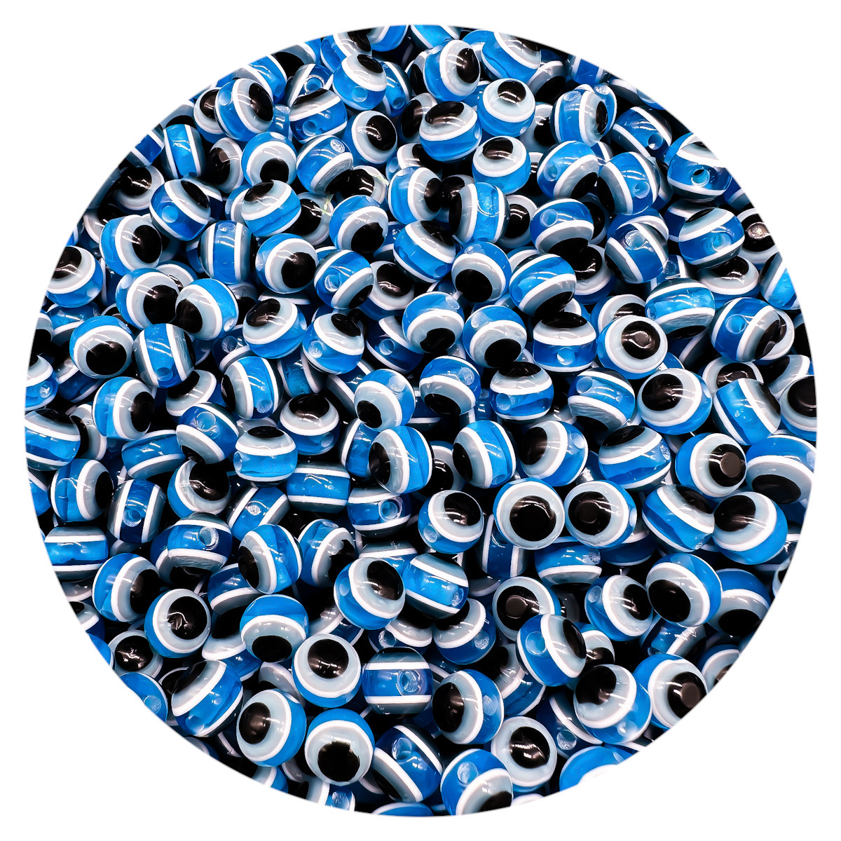 8mm / 10mm resina malvado ojo de pez fijación perlas diy joyería llavero accesorios de fabricación de cadenas de teléfonos móviles