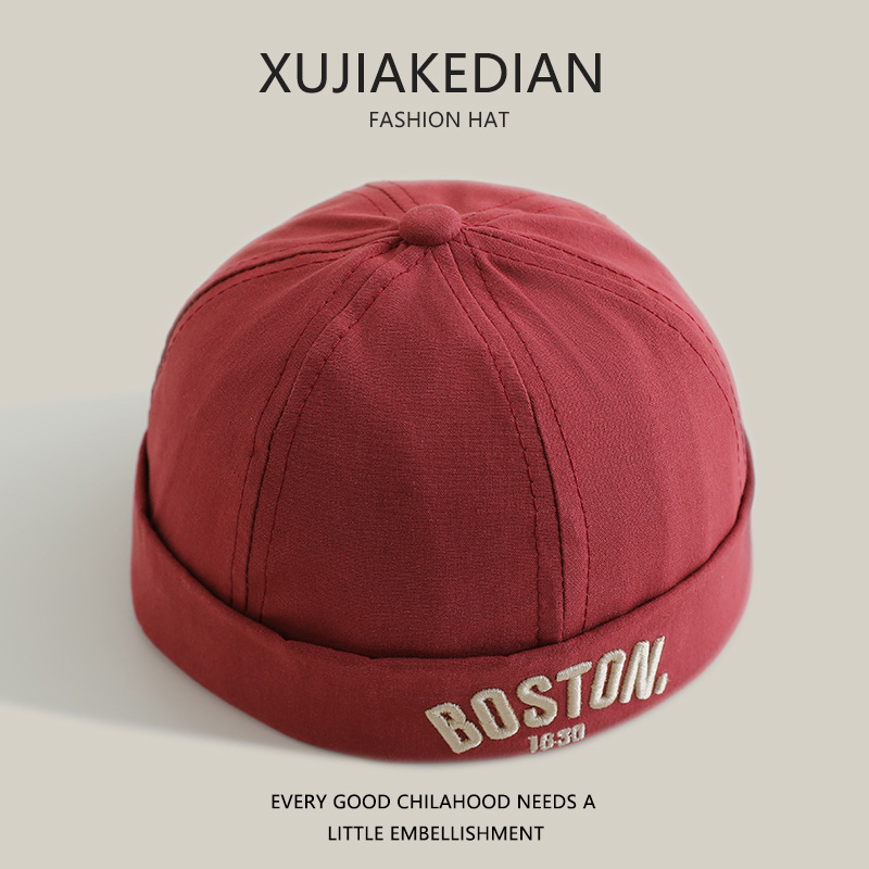 Sombreros de bebé primavera y otoño para niños primavera delgada personalidad sombrero de tierra para niños y niñas bordados letras sombrero de piel de melón bebé