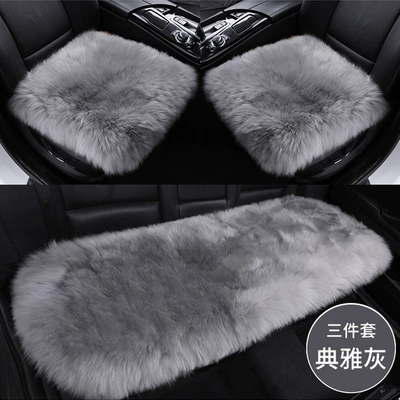 Warm Seat Cover Wool Car — Wool pad - australian-wool-three-piece-set-of-elegant-gray-100-fur-all-in-one