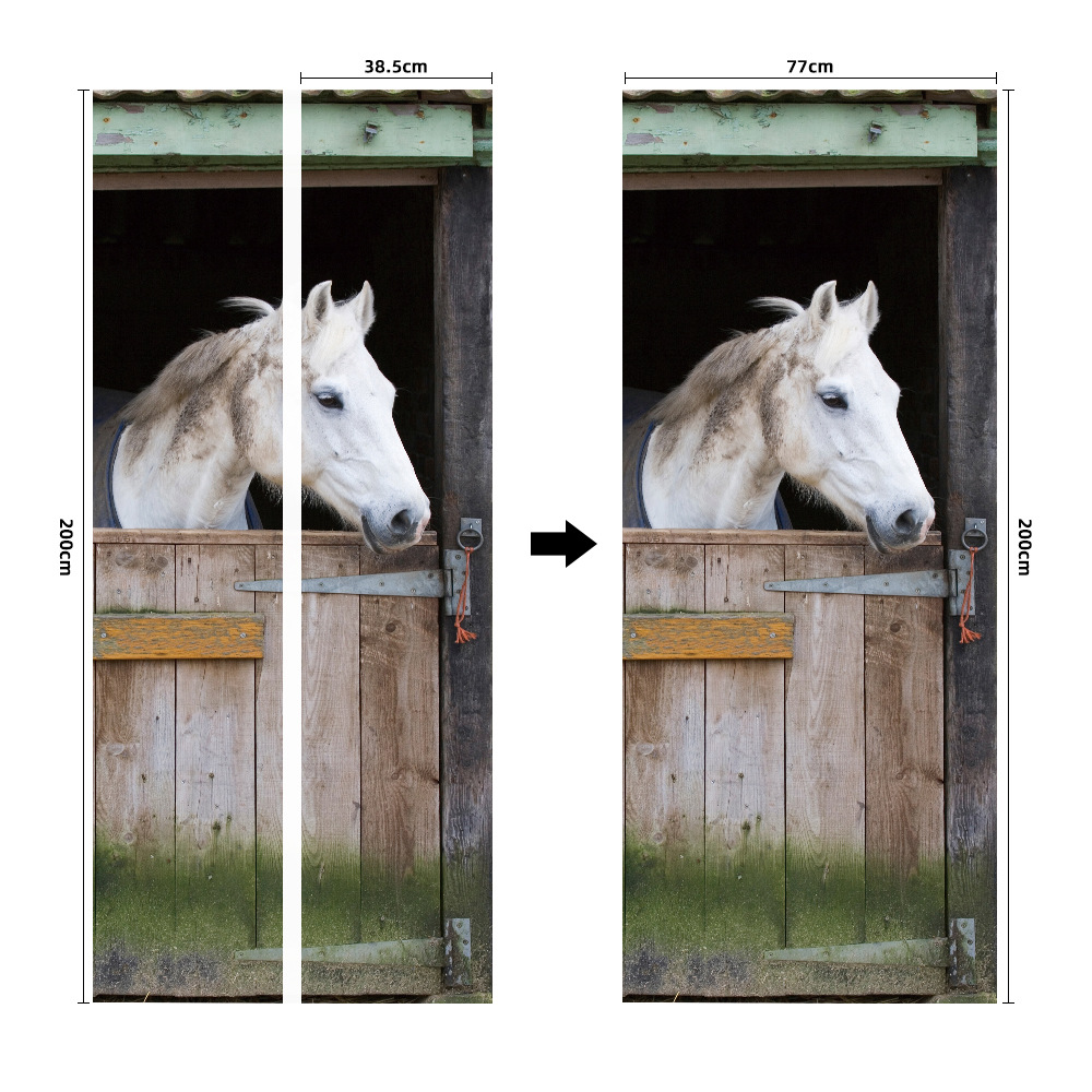 Pegatinas para puertas 3D respetuosas con el medio ambiente, autoadhesivos, fabricantes de origen al por mayor, patrones populares transfronterizos de alta definición, adhesivos para puertas impermeables, a prueba de aceite y antiincrustantes