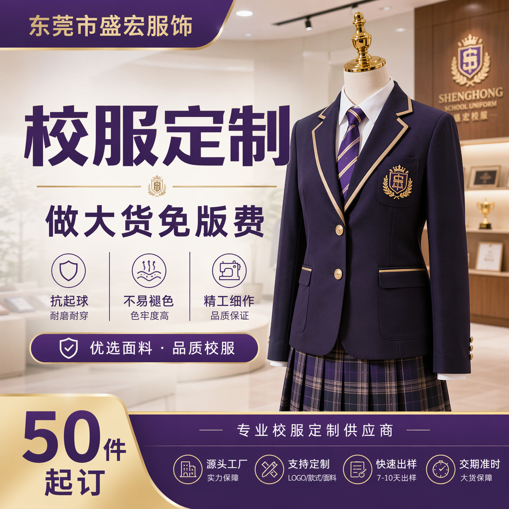 Customized school uniforms based on provided designs, sample production, minimum order of 50 pieces, small batch OEM, no mold fee, direct factory
