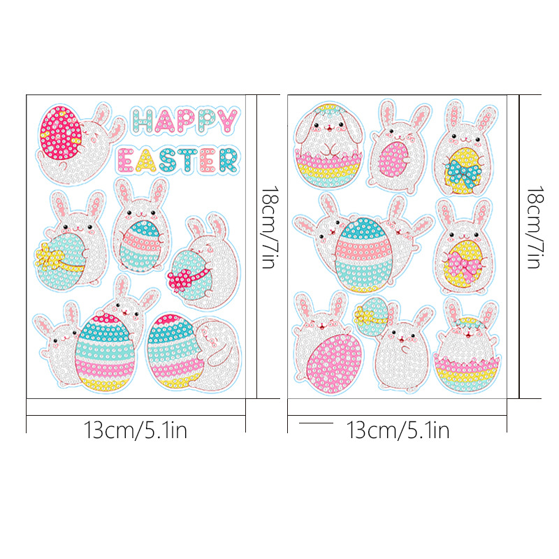 Pegatinas de Pascua transfronterizas de diamantes para pintar, hechas a mano, DIY, de dibujos animados, de huevos, de conejos, para niños image 14