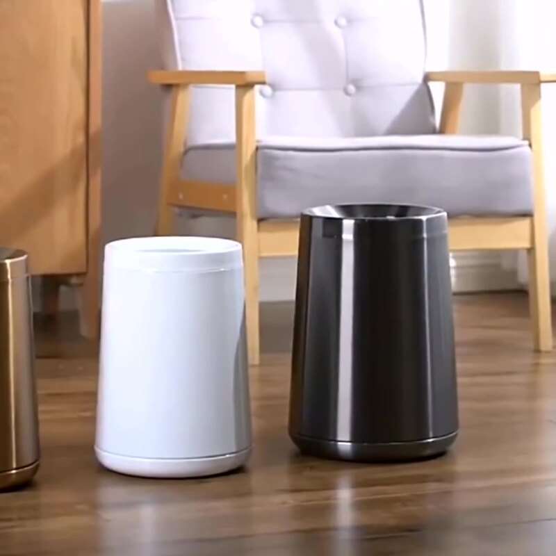 Ozone's Popular Stainless Steel Cone-Shaped Trash Can for Living Room, High Aesthetic Value, Swing Lid, Cross-Border Wholesale, Hotel Bathroom