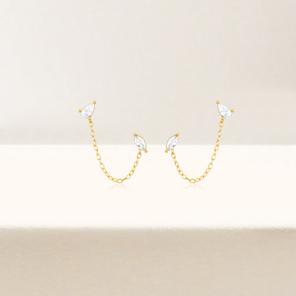 Women's Gender 1 Pair 925 Sterling Silver Zircon Geometric Ear Line