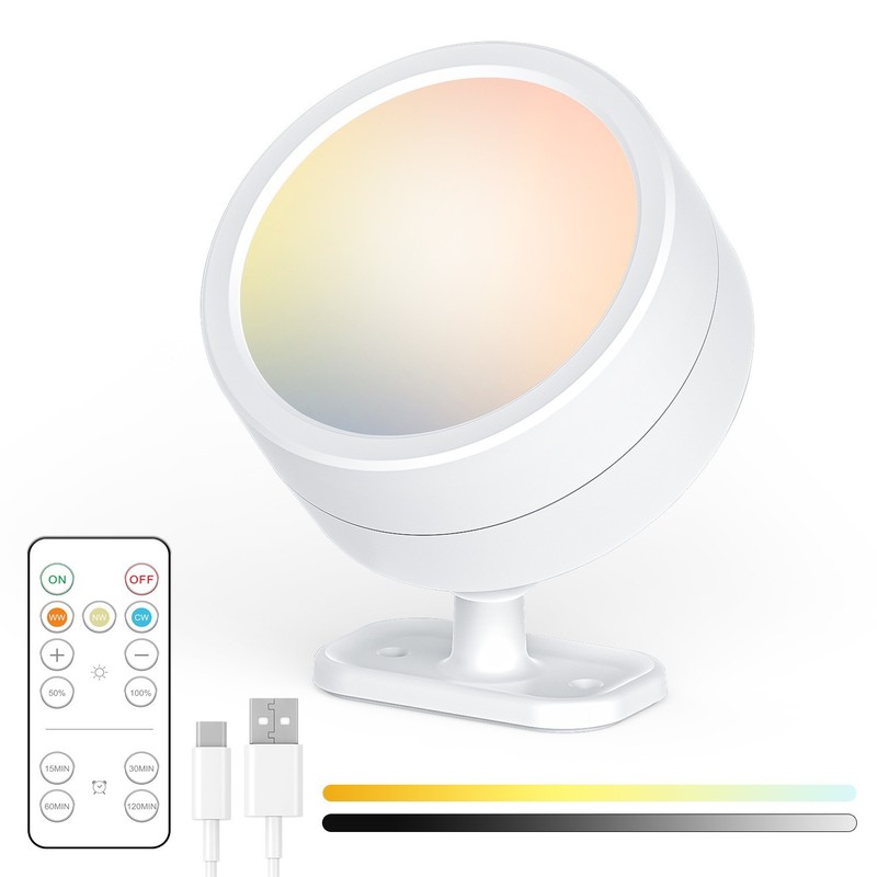 LEDナイトライト、クロスボーダーリモコン充電式、家庭用装飾照明、円形回転式ベッドサイドウォールランプ|undefined