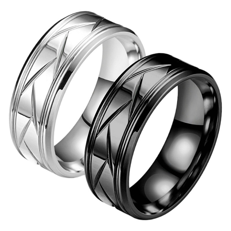 Cross-Border New Product Fashion Titanium Steel Frosted Men's Ring European and American Elegant Casual Business Style Ring Ring Hand Jewelry